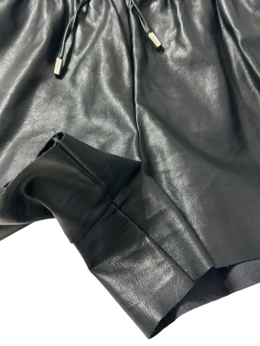 NWOT ZENANA Black faux leather shorts - Picture 7 of 9